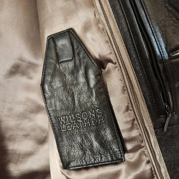 Wilsons Leather Mens Pelle Studio Thinsulate Black Jacket Removable Vest Large - Picture 5 of 15